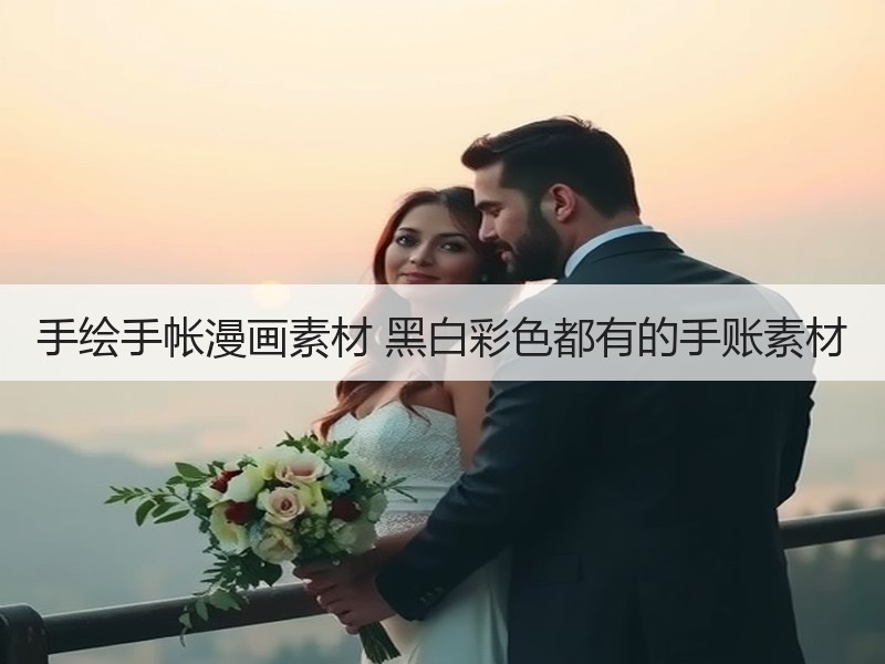 手绘手帐漫画素材 黑白彩色都有的手账素材