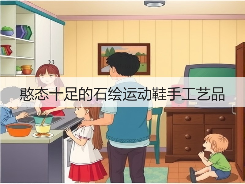 憨态十足的石绘运动鞋手工艺品