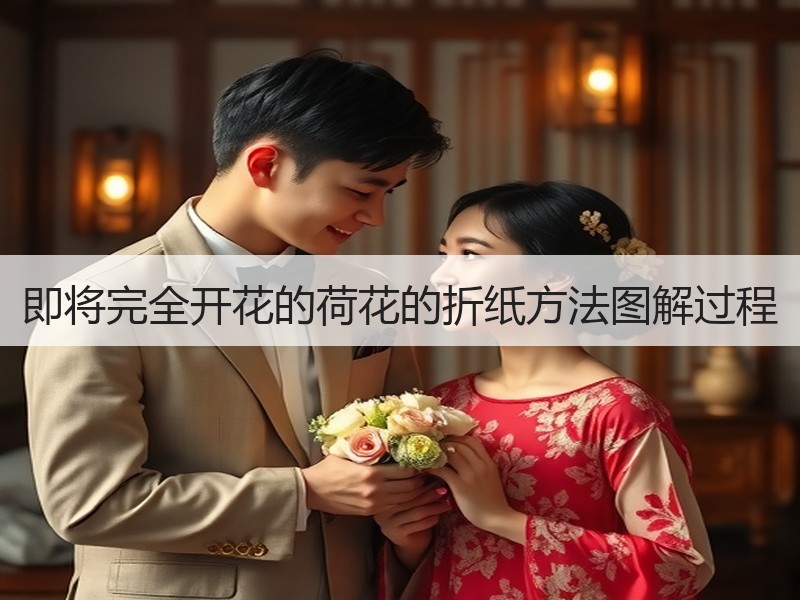 即将完全开花的荷花的折纸方法图解过程