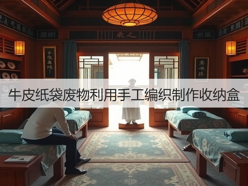 牛皮纸袋废物利用手工编织制作收纳盒