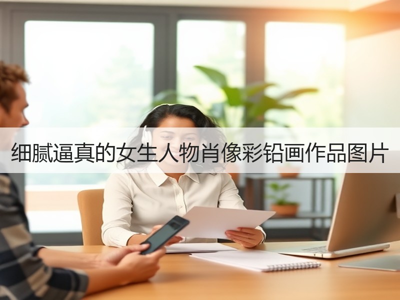 细腻逼真的女生人物肖像彩铅画作品图片