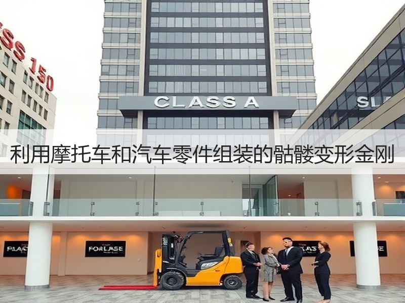 利用摩托车和汽车零件组装的骷髅变形金刚