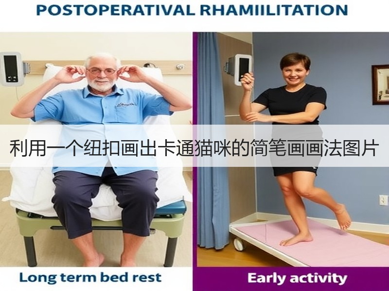 利用一个纽扣画出卡通猫咪的简笔画画法图片