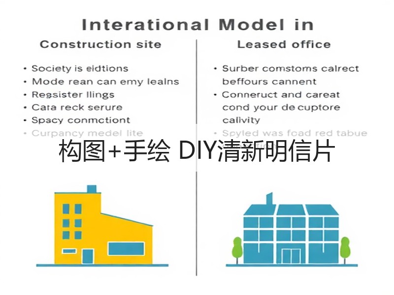 构图+手绘 DIY清新明信片