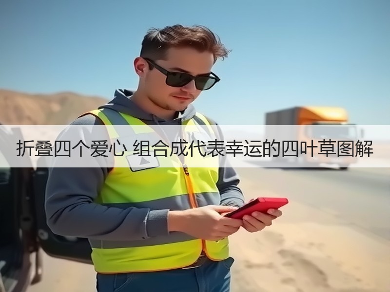 折叠四个爱心 组合成代表幸运的四叶草图解