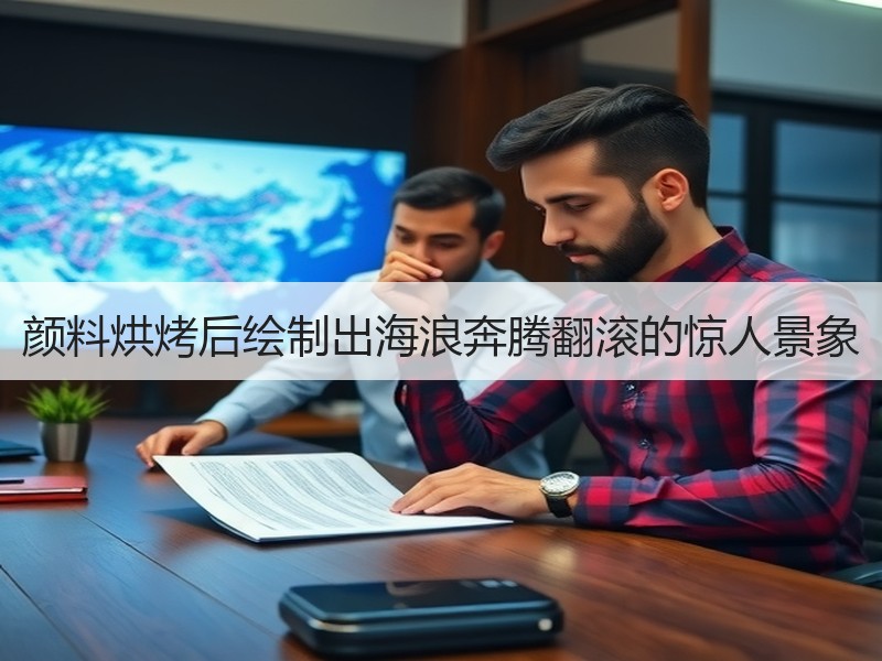 颜料烘烤后绘制出海浪奔腾翻滚的惊人景象