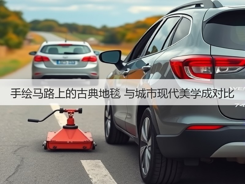 手绘马路上的古典地毯 与城市现代美学成对比