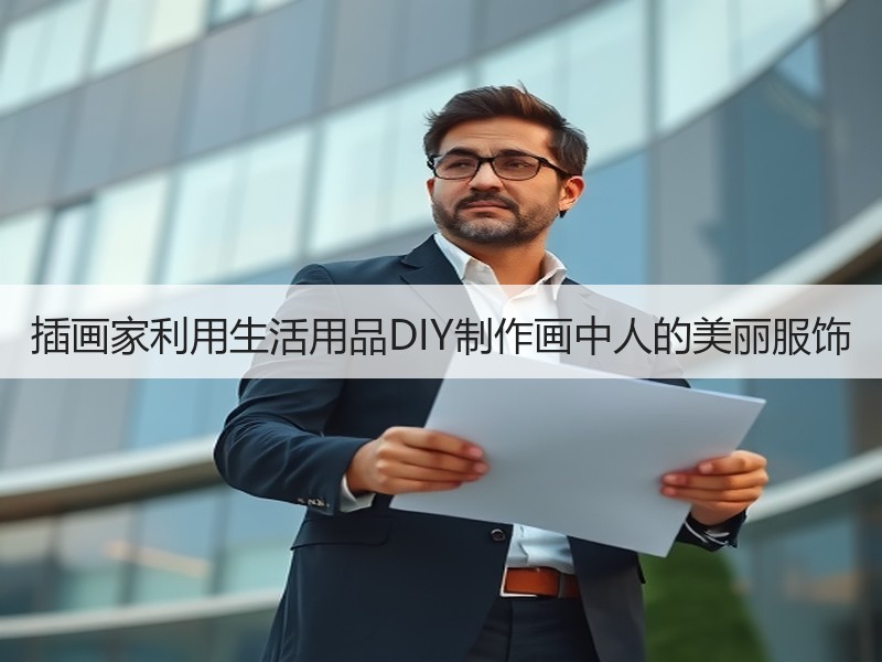 插画家利用生活用品DIY制作画中人的美丽服饰