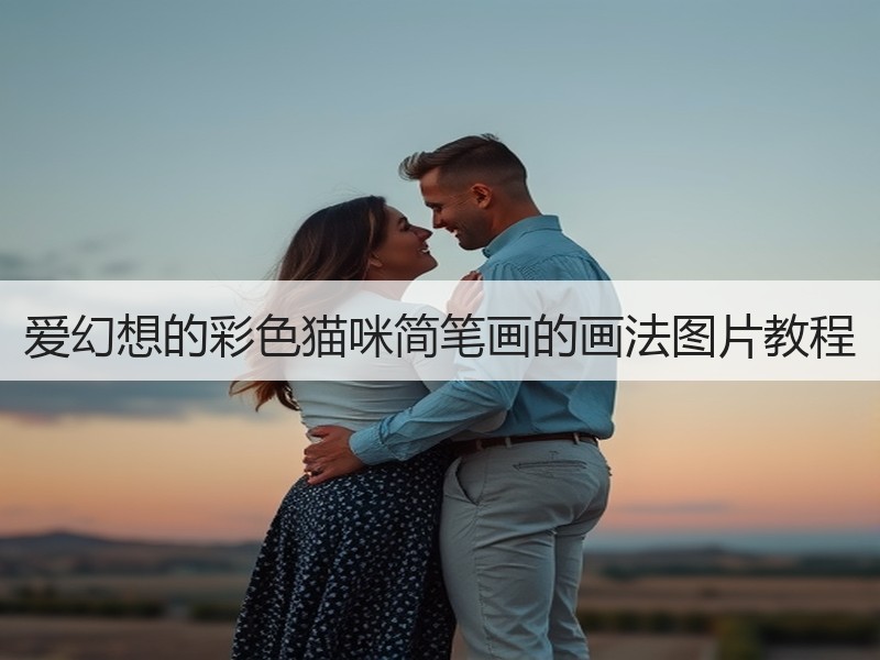 爱幻想的彩色猫咪简笔画的画法图片教程