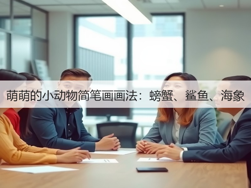 萌萌的小动物简笔画画法：螃蟹、鲨鱼、海象