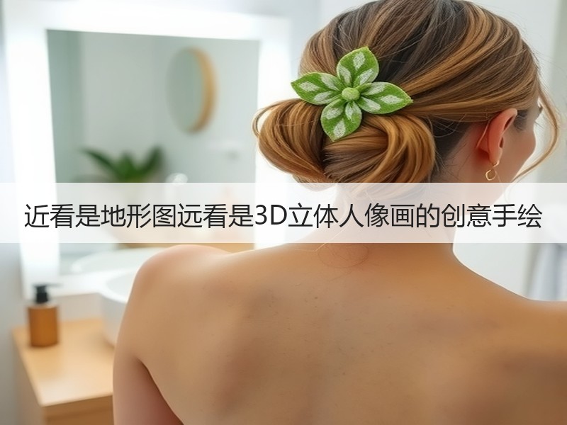 近看是地形图远看是3D立体人像画的创意手绘