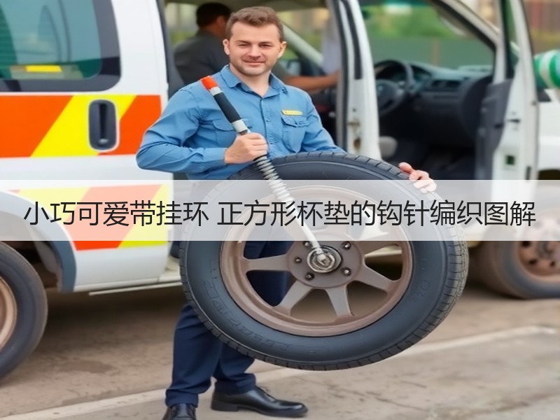 小巧可爱带挂环 正方形杯垫的钩针编织图解