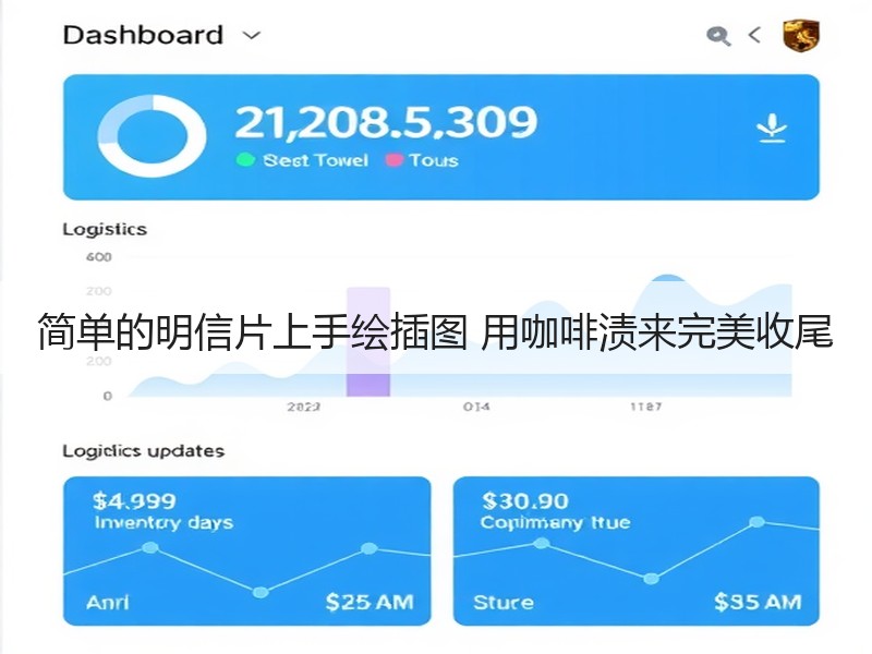 简单的明信片上手绘插图 用咖啡渍来完美收尾