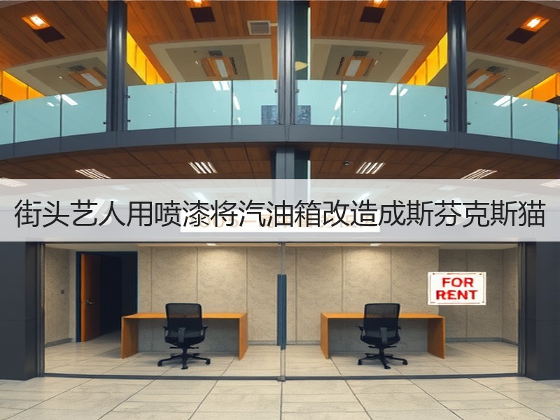 街头艺人用喷漆将汽油箱改造成斯芬克斯猫