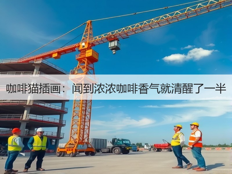 咖啡猫插画：闻到浓浓咖啡香气就清醒了一半