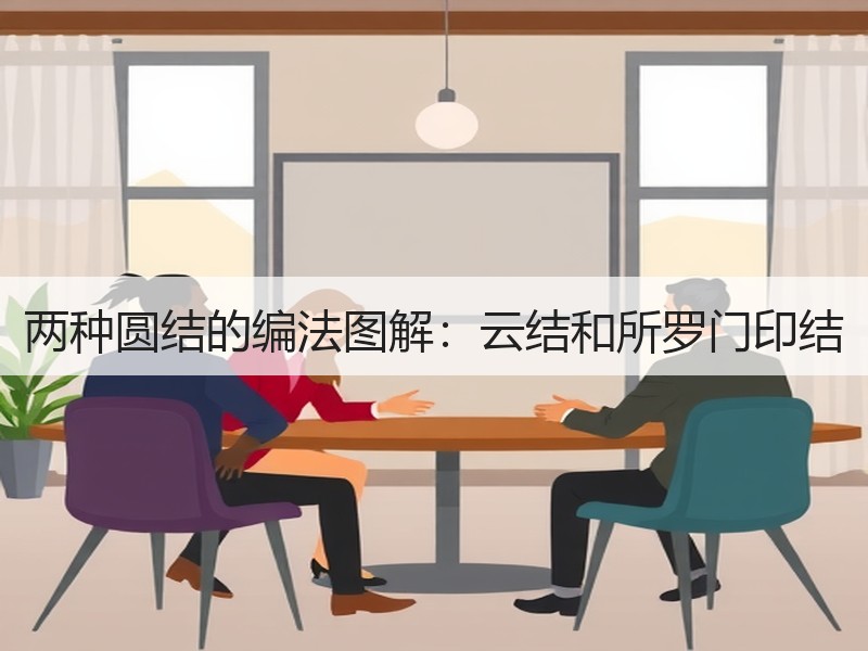 两种圆结的编法图解：云结和所罗门印结