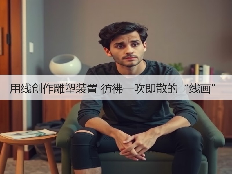 用线创作雕塑装置 彷彿一吹即散的“线画”