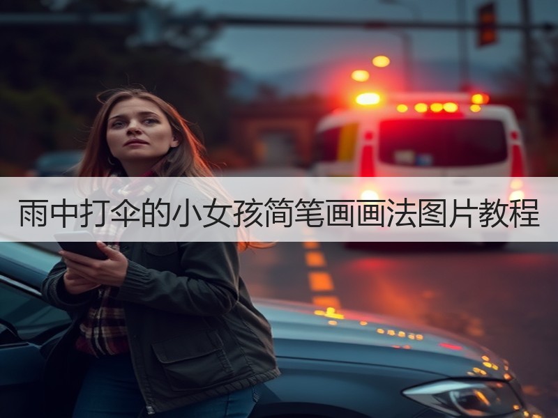 雨中打伞的小女孩简笔画画法图片教程