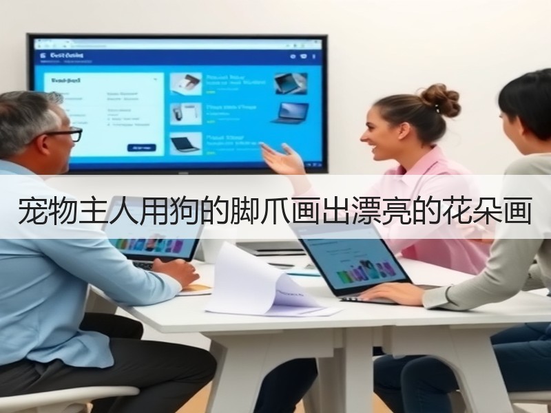 宠物主人用狗的脚爪画出漂亮的花朵画