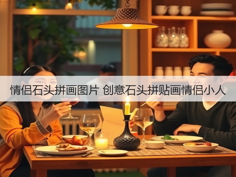 情侣石头拼画图片 创意石头拼贴画情侣小人