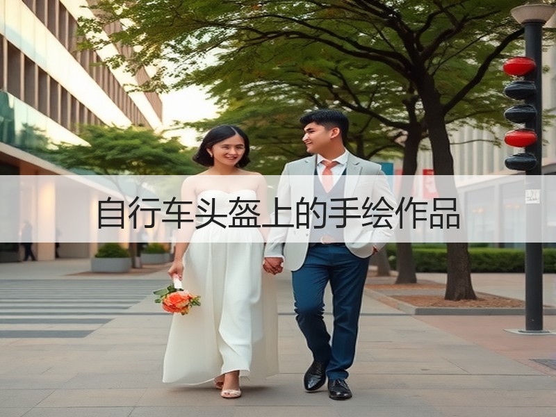 自行车头盔上的手绘作品