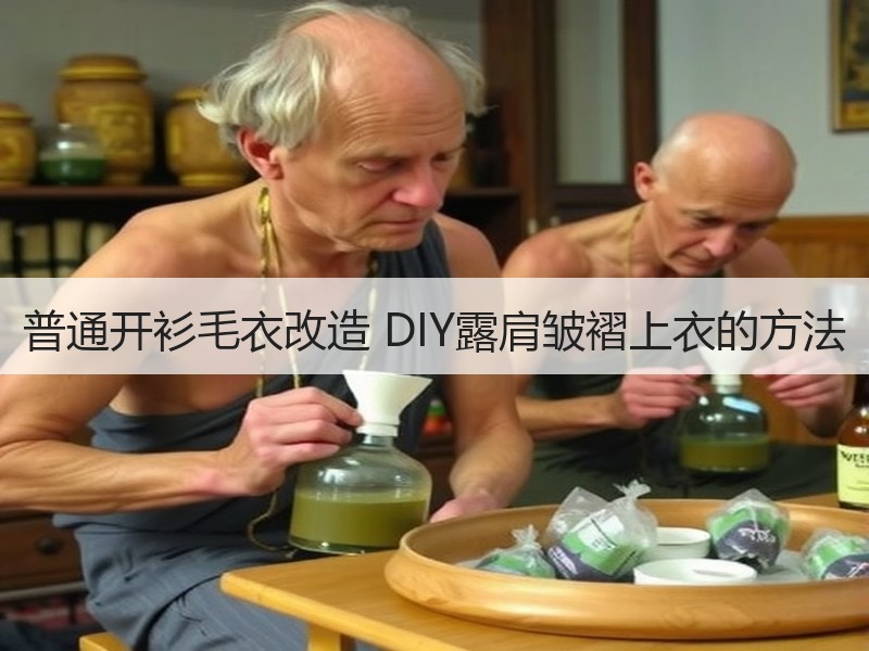普通开衫毛衣改造 DIY露肩皱褶上衣的方法