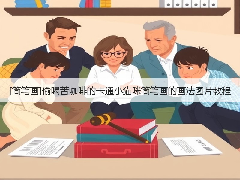 [简笔画]偷喝苦咖啡的卡通小猫咪简笔画的画法图片教程
