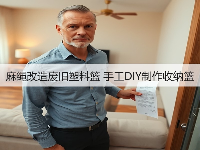 麻绳改造废旧塑料篮 手工DIY制作收纳篮
