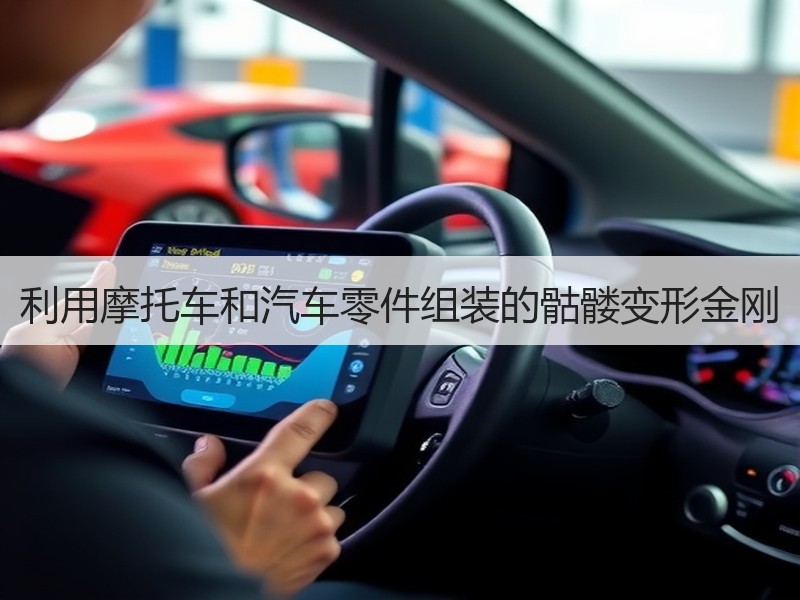 利用摩托车和汽车零件组装的骷髅变形金刚