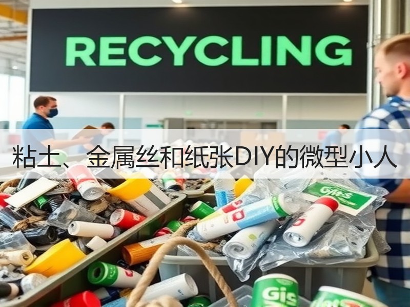 粘土、金属丝和纸张DIY的微型小人