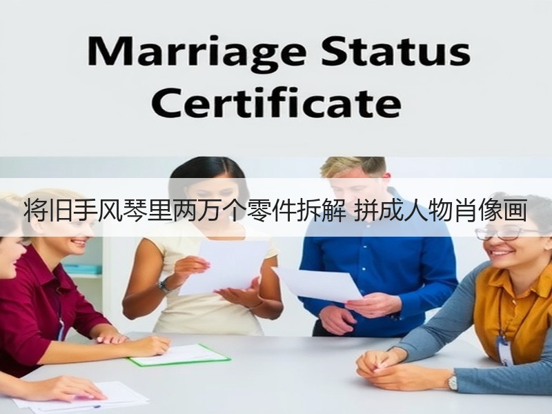 将旧手风琴里两万个零件拆解 拼成人物肖像画