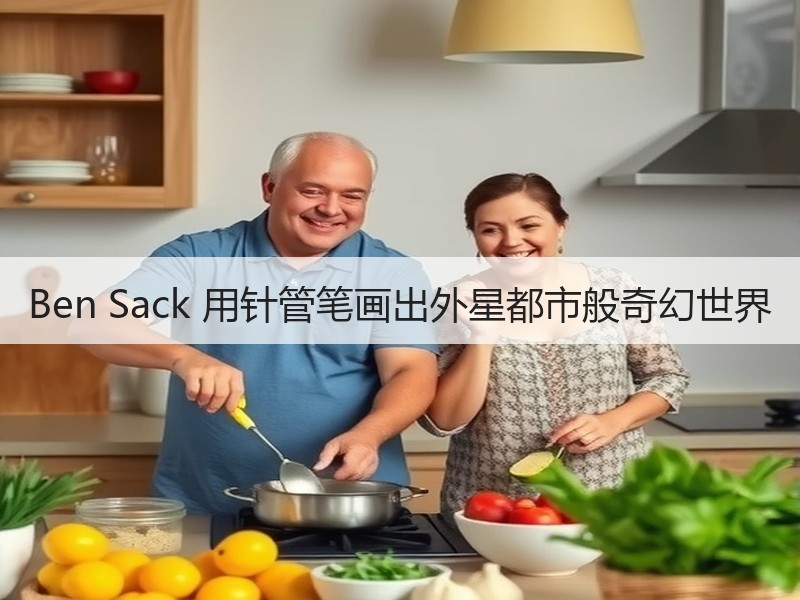 Ben Sack 用针管笔画出外星都市般奇幻世界