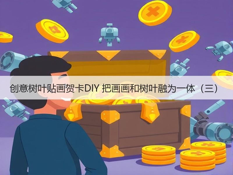 创意树叶贴画贺卡DIY 把画画和树叶融为一体（三）