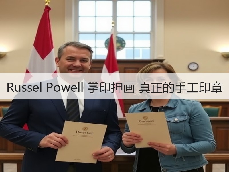 Russel Powell 掌印押画 真正的手工印章